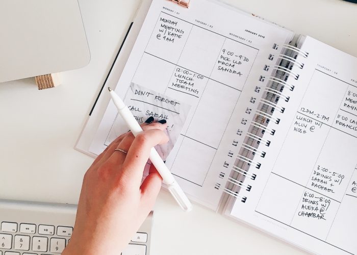 Woman organizing her agenda